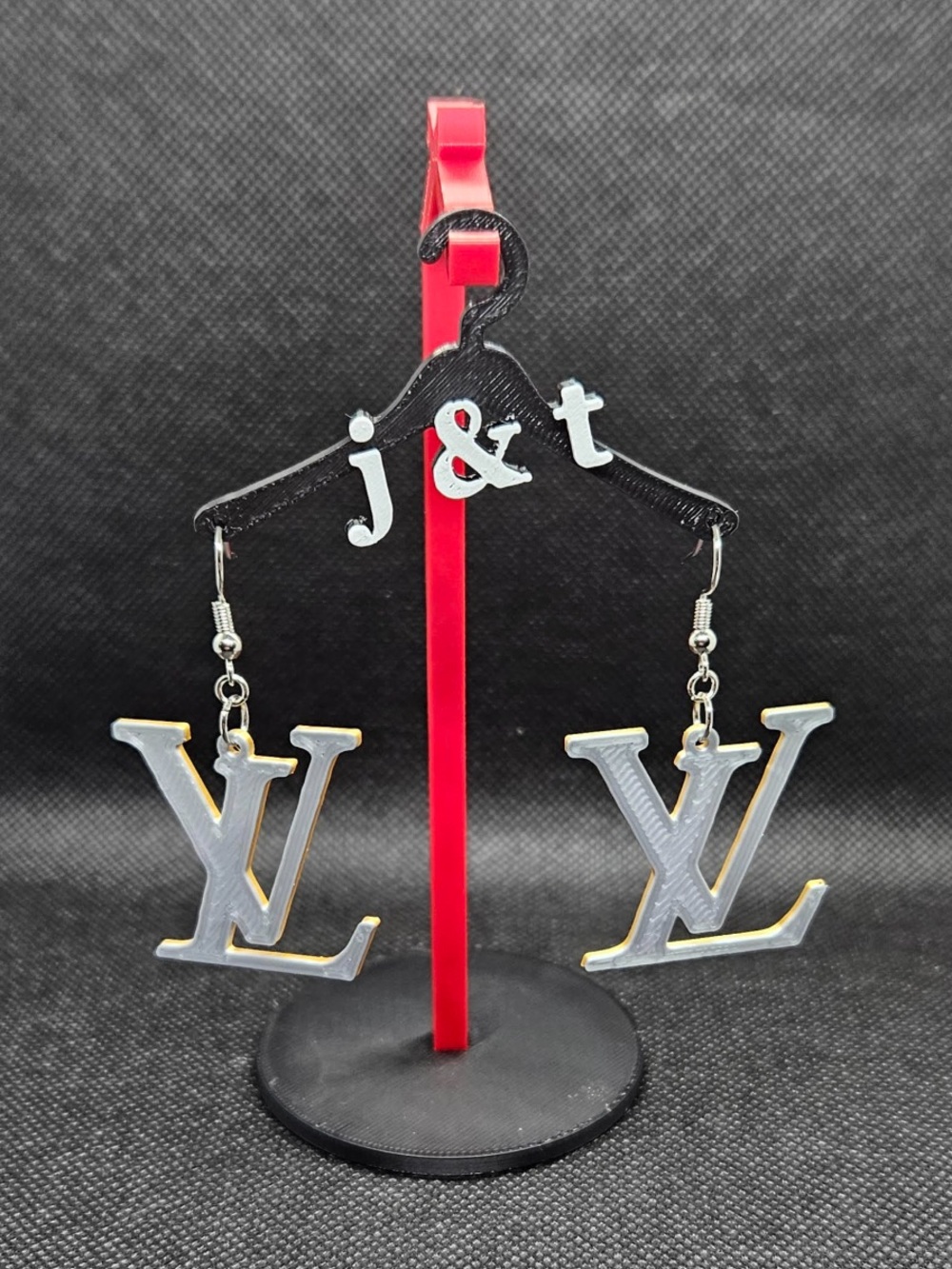 Silver LV Monogram Drop Earrings - Women Accessories
